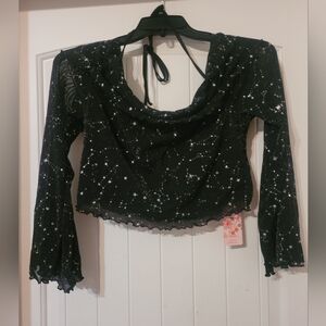 NWT Shein Mod metallic stars halter style crop top 2xl